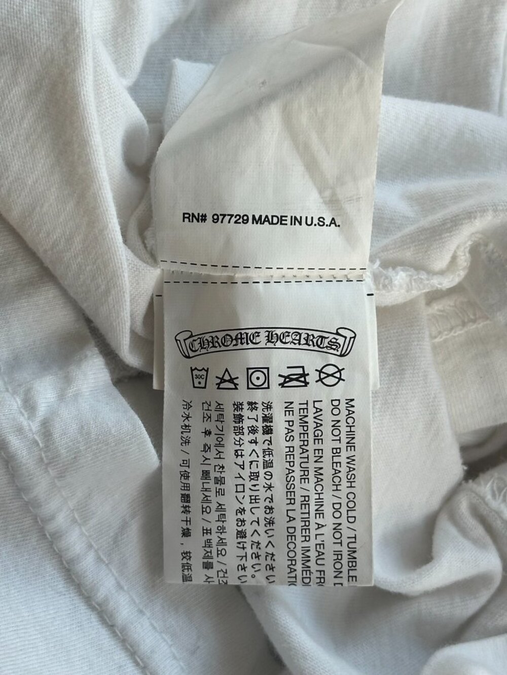 Chrome Hearts White & Orange Striped Dagger Logo T-Shirt - Picture 5 of 8